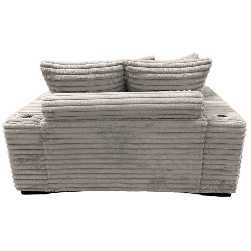 Pemberley Row Fabric Gray Chaise Rectangular USB Ports Oversized Unassembled