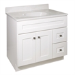 Pemberly Row Vanity Cabinet in White with Cultured Marble Top Fully Assembled