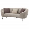 Pemberly Row Fabric Upholstered Channel Back Curved Sofa Beige