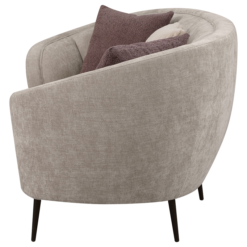 Pemberly Row Fabric Upholstered Channel Back Curved Sofa Beige