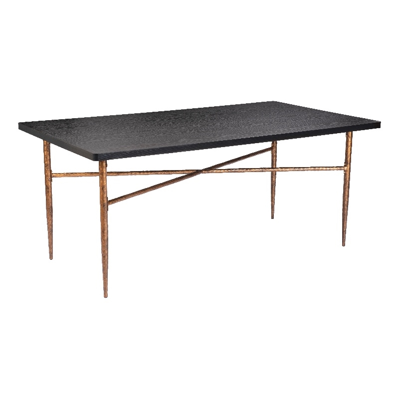 Pemberly Row Contemporary Dining Table in Black & Bronze Finish