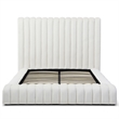 Pemberly Row Contemporary Velvet Upholstered Queen Platform Bed in Cream