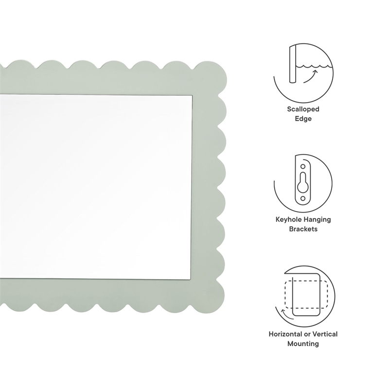Pemberly Row Contemporary Wall Hanging Mirror in Sage Finish