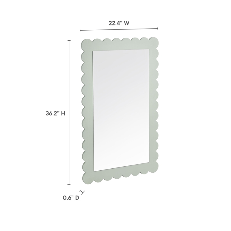 Pemberly Row Contemporary Wall Hanging Mirror in Sage Finish