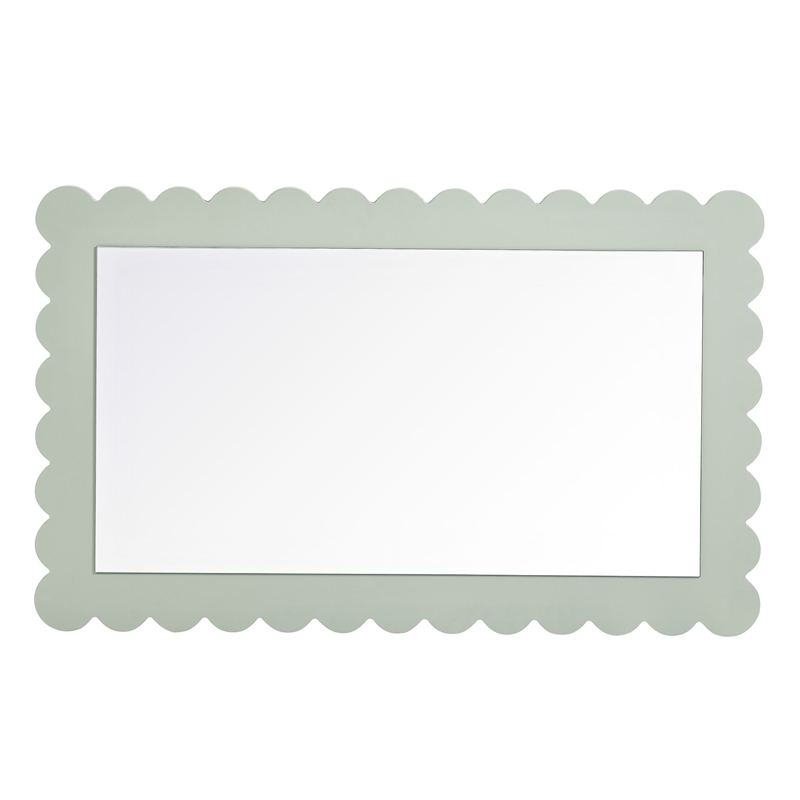 Pemberly Row Contemporary Wall Hanging Mirror in Sage Finish