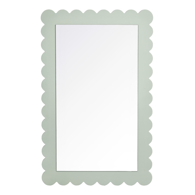Pemberly Row Contemporary Wall Hanging Mirror in Sage Finish