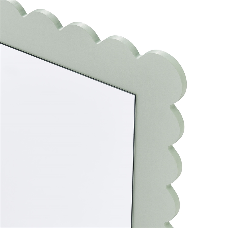 Pemberly Row Contemporary Wall Hanging Mirror in Sage Finish