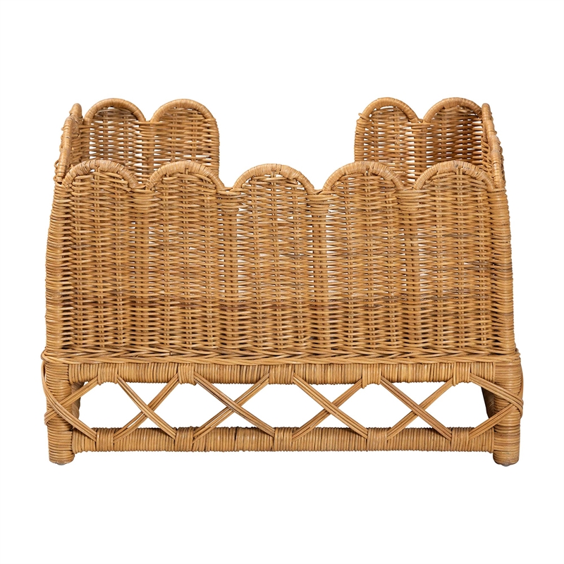 Pemberly Row Contemporary Bohemian Light Honey Rattan Pet Bed