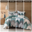 Pemberly Row Mid-Century Cotton Printed Comforter Mini Set in Aqua Blue