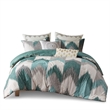 Pemberly Row Mid-Century Cotton Printed Comforter Mini Set in Aqua Blue