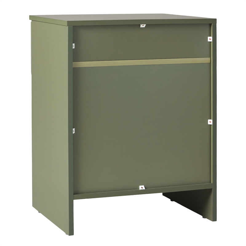 Pemberly Row Contemporary 1-Drawer Wood Nightstand in Green Finish