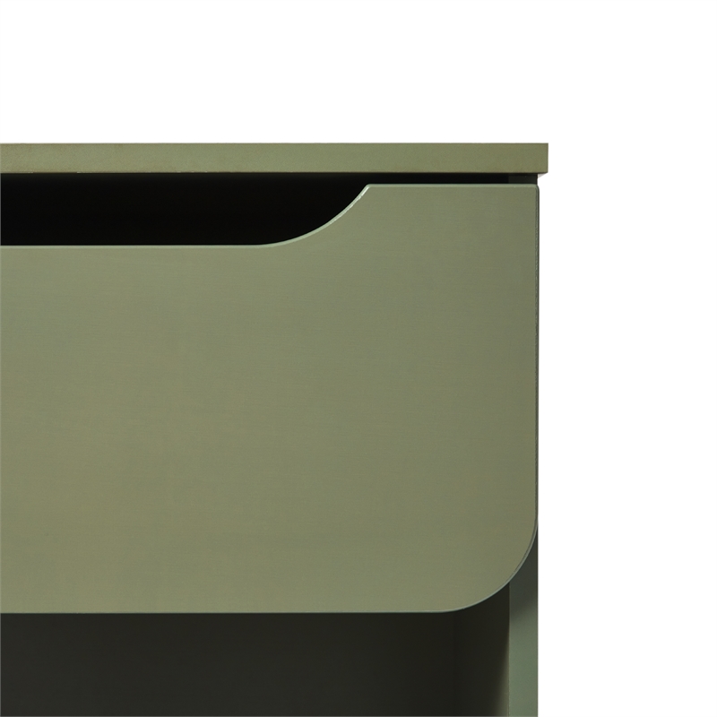 Pemberly Row Contemporary 1-Drawer Wood Nightstand in Green Finish
