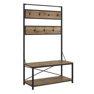 Pemberly Row 72&quot Industrial Metal and Wood Hall Tree in Barnwood