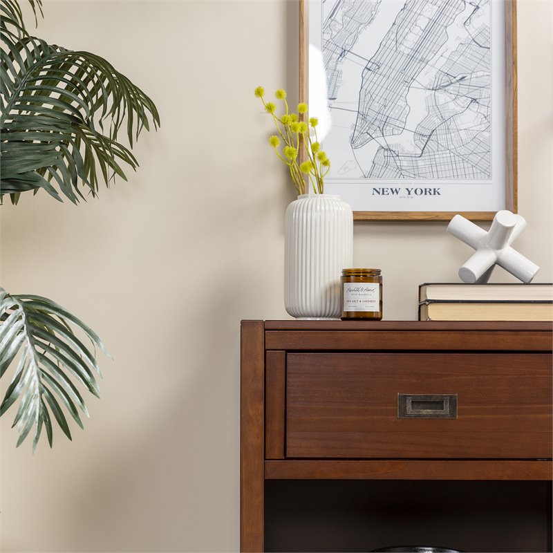 Pemberly Row 1-Drawer Classic Solid Wood Bedroom Nightstand in Walnut