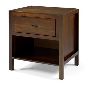 Pemberly Row 1-Drawer Classic Solid Wood Bedroom Nightstand in Walnut