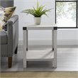 Pemberly Row Metal X-Shaped Frame Rustic Wood End Table in Stone Gray