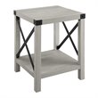 Pemberly Row Metal X-Shaped Frame Rustic Wood End Table in Stone Gray