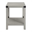 Pemberly Row Metal X-Shaped Frame Rustic Wood End Table in Stone Gray