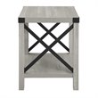 Pemberly Row Metal X-Shaped Frame Rustic Wood End Table in Stone Gray