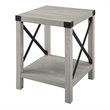Pemberly Row Metal X-Shaped Frame Rustic Wood End Table in Stone Gray