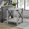 Pemberly Row Metal X-Shaped Frame Rustic Wood End Table in Stone Gray
