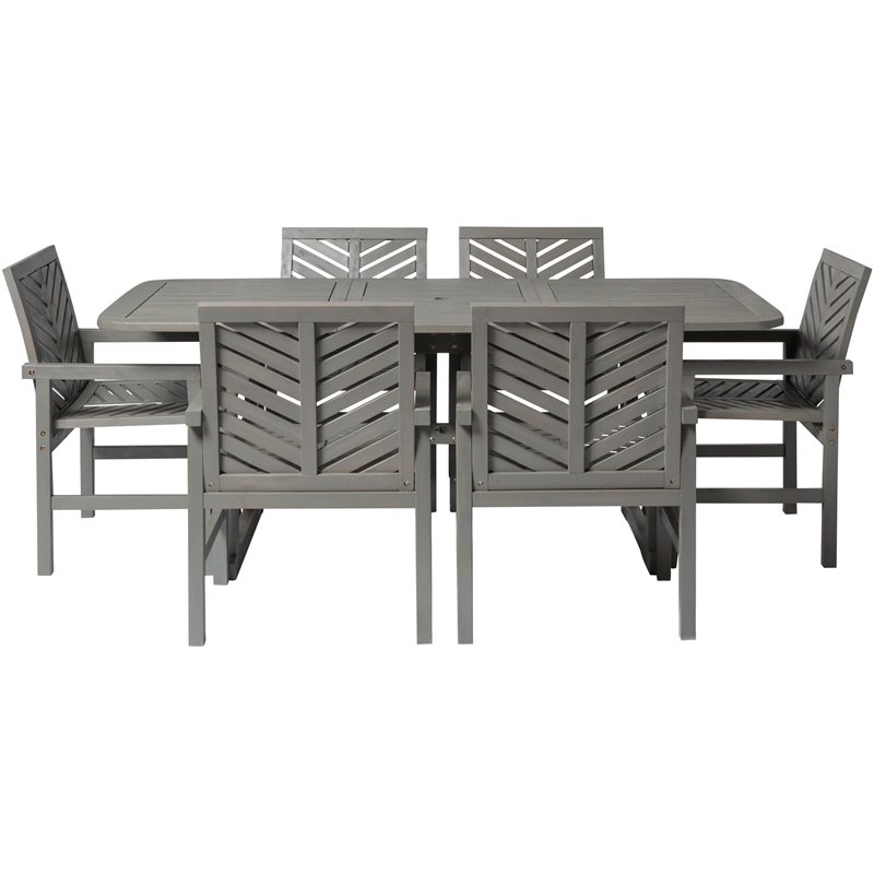 Pemberly Row 7-Piece Extendable Outdoor Patio Dining Set in Gray Wash