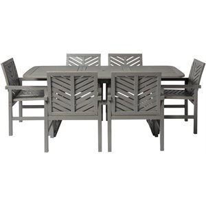 Pemberly Row 7-Piece Extendable Outdoor Patio Dining Set in Gray Wash