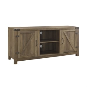 Pemberly Row 58&quot Farmhouse Barndoor TV Stand w/ Reclaimed Barnwood Finish