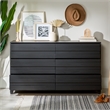 Pemberly Row Modern Channel Pull 6-Drawer Solid Wood Dresser 58 Inch Black