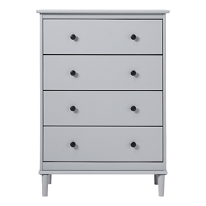Pemberly Row Modern 40&quotH Solid Wood Bedroom Dresser with 4-Drawers in Gray