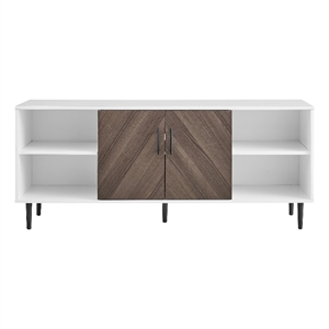 Pemberly Row Faux-Bookmatch 2-Door TV Stand for TVs up to 65&quot in Brown / White