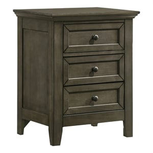 Pemberly Row 3-Drawer Transitional Birch Veneer Wood Nightstand in Gray