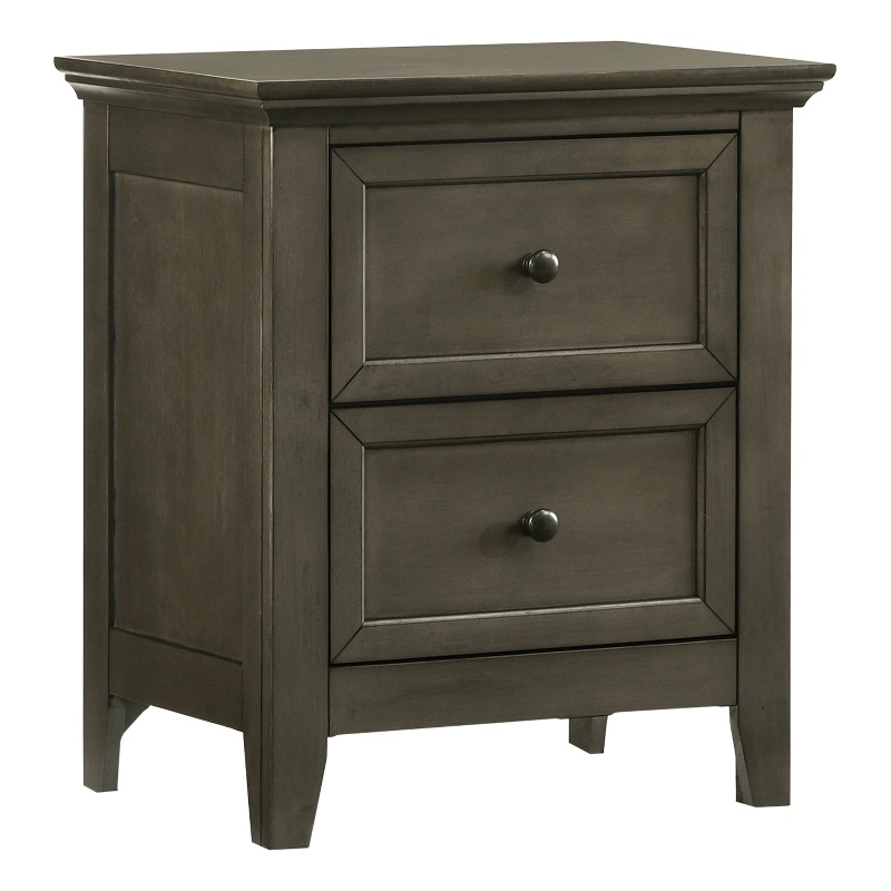 Pemberly Row 2-Drawer Transitional Birch Veneer Wood Nightstand in Gray