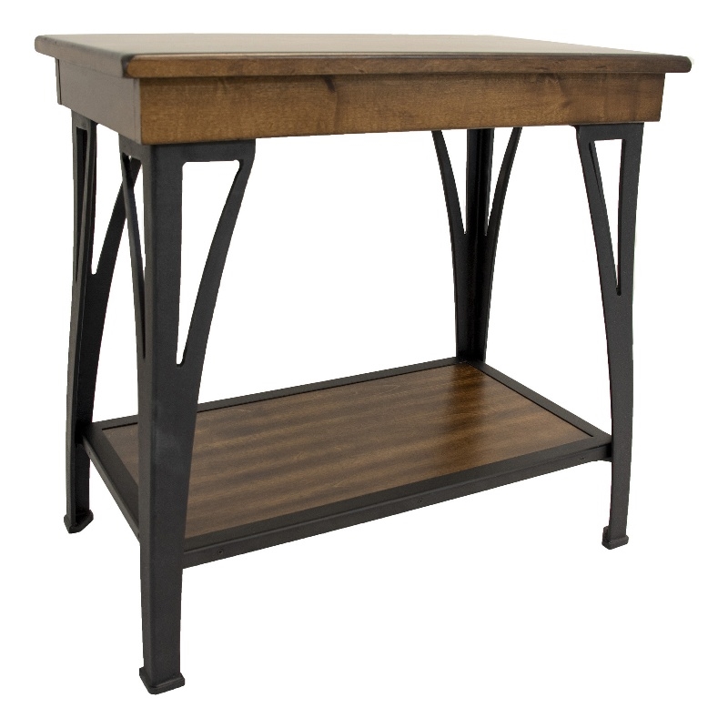 Pemberly Row Traditional Solid Birch Wood Chairside Table in Copper