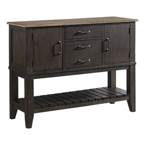 Pemberly Row Transitional Solid Ambrosia Maple Wood Server in Black and Walnut