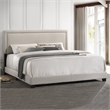 Pemberly Row Modern Fabric King Upholstered Bed in Fog Beige