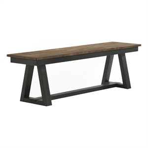 Pemberly Row 62&quot Transitional Wood Backless Bench in Brown/Pecan