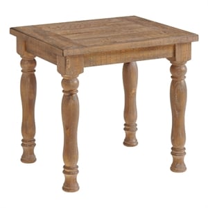 Pemberly Row 22x26&quot Farmhouse Wood Turned Leg End Table in Brown