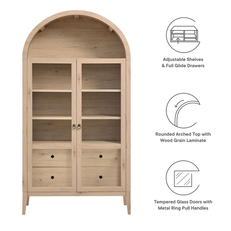 Pemberley Row Wood Light Oak Storage Cabinet Rectangular Adjustable Shelves Unassembled