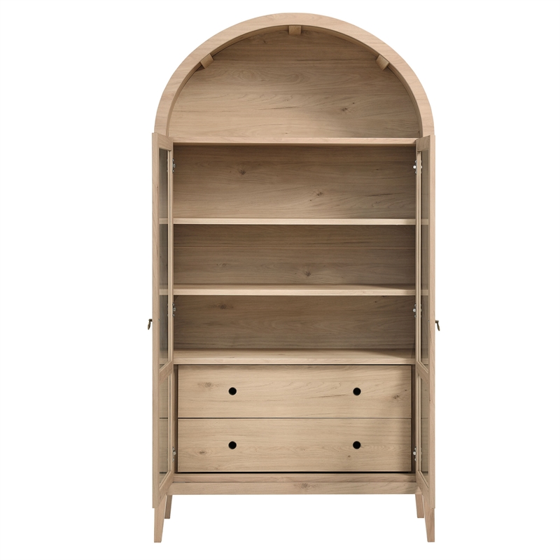 Pemberley Row Wood Light Oak Storage Cabinet Rectangular Adjustable Shelves Unassembled