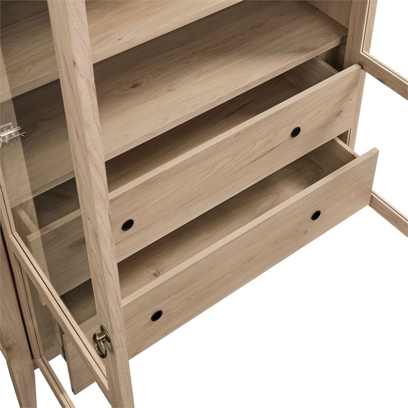 Pemberley Row Wood Light Oak Storage Cabinet Rectangular Adjustable Shelves Unassembled
