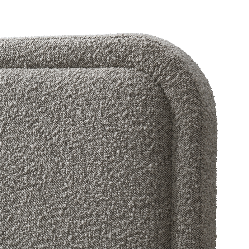 Pemberly Row Upholstered Platform King Bed in Gray Boucle Fabric