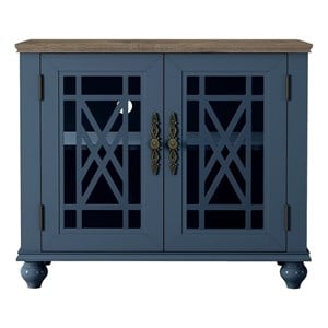 Pemberley Row Solid Wood Navy Buffet Cabinet Rectangular Adjustable Shelves 38&quot Unassembled