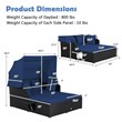 Pemberly Row Patio Rattan Daybed Lounge Retractable Top Canopy in Navy
