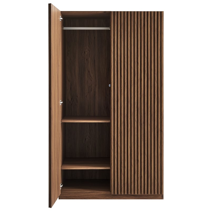 Pemberley Row Wood Walnut Wardrobe Rectangular Adjustable Shelves 71