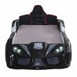 Pemberly Row Plastic Twin Race Car Bed with LED Light in Black