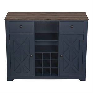 Pemberly Row 47&quot Wood Bar Cabinet w/ Brushed Nickel Knobs - Navy Blue