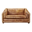 Pemberly Row Set of 2 Italian Leather Sofa and Loveseat in Light Brown