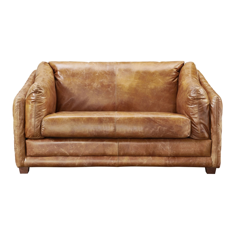 Pemberly Row Set of 3 Leather Sofa and Arm Chair and Loveseat in Light Brown