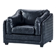 Pemberly Row Set of 2 Contemporary Italian Leather Arm Chairs in Slate